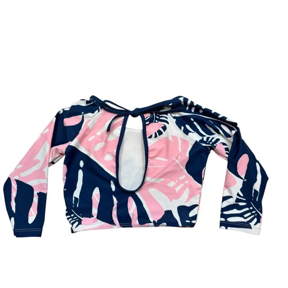 Girls Blueberry Bay Keyhole Back Long Sleeve Swim‎ Top Rash Guard Size 6 Years